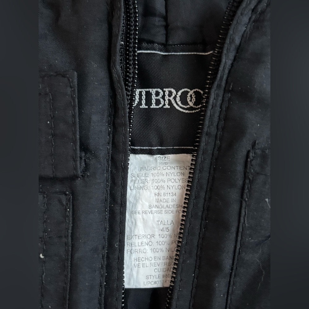 Outbrook Boys Black Snow Bib Overalls Sz 4 5 - Picture 4 of 10